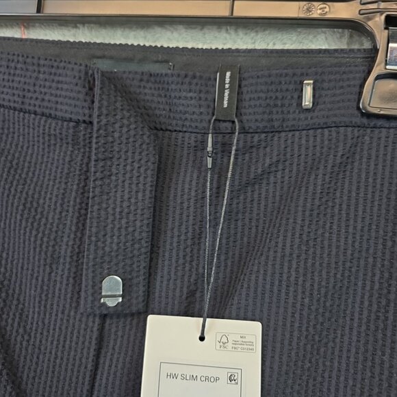 Theory Suit Pants Women's Size 10 Navy Seersucker High Waist Slim Crop Stretch - Picture 13 of 16